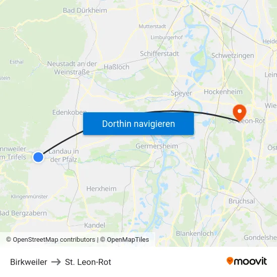 Birkweiler to St. Leon-Rot map