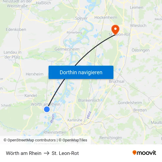 Wörth am Rhein to St. Leon-Rot map