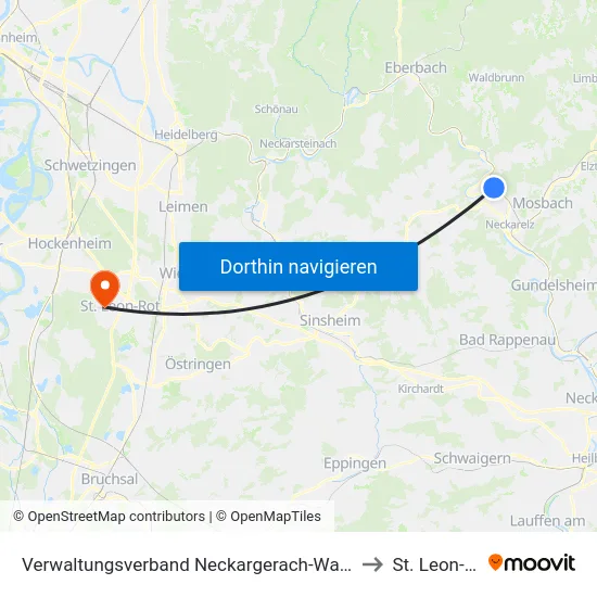 Verwaltungsverband Neckargerach-Waldbrunn to St. Leon-Rot map