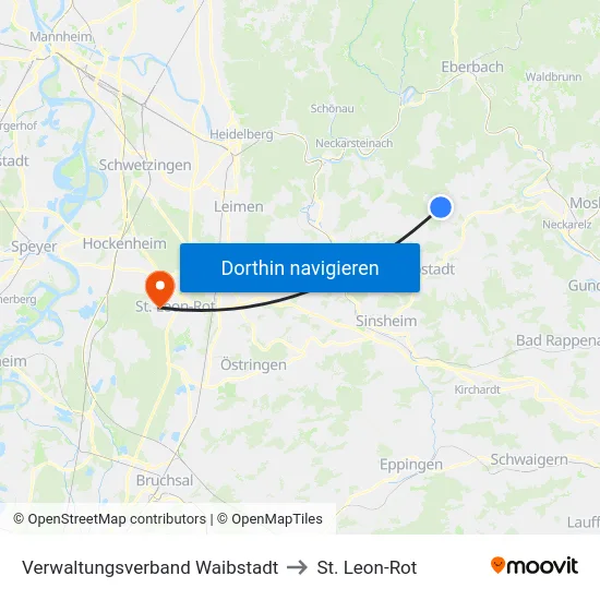 Verwaltungsverband Waibstadt to St. Leon-Rot map