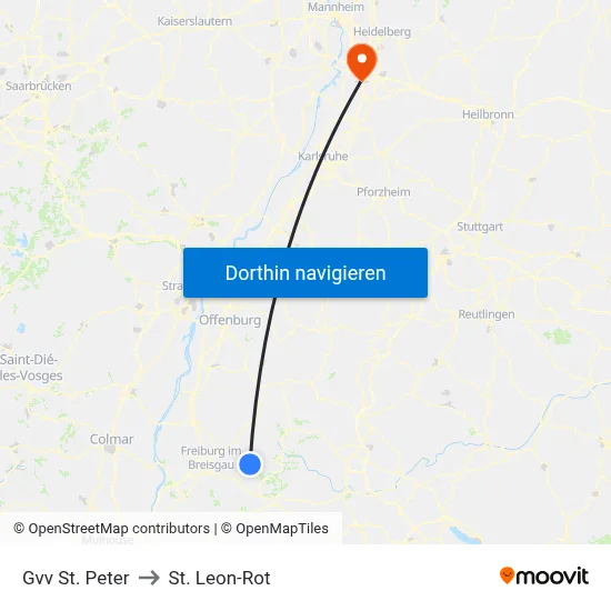 Gvv St. Peter to St. Leon-Rot map