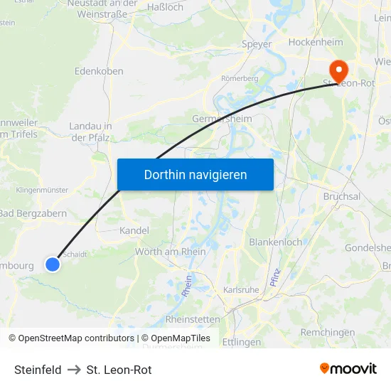 Steinfeld to St. Leon-Rot map