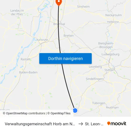 Verwaltungsgemeinschaft Horb am Neckar to St. Leon-Rot map