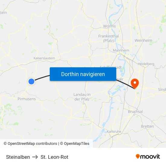 Steinalben to St. Leon-Rot map