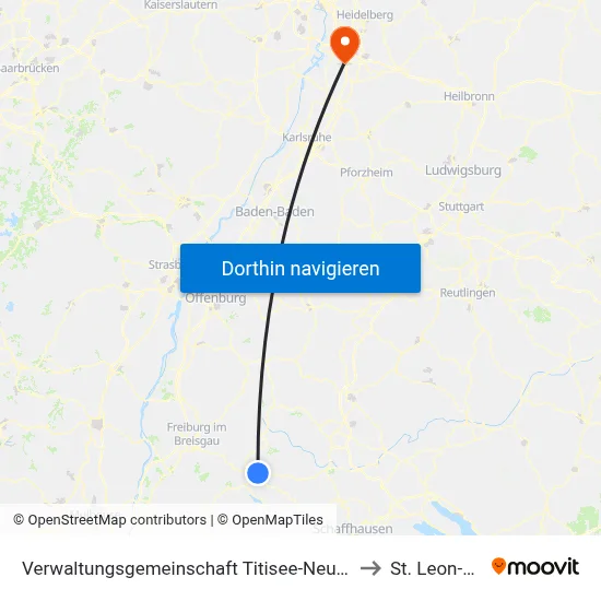 Verwaltungsgemeinschaft Titisee-Neustadt to St. Leon-Rot map