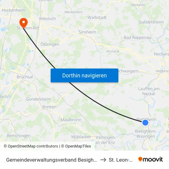 Gemeindeverwaltungsverband Besigheim to St. Leon-Rot map