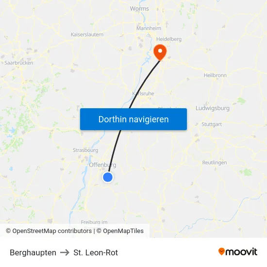 Berghaupten to St. Leon-Rot map