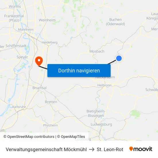 Verwaltungsgemeinschaft Möckmühl to St. Leon-Rot map