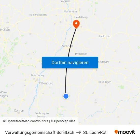 Verwaltungsgemeinschaft Schiltach to St. Leon-Rot map
