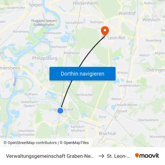 Verwaltungsgemeinschaft Graben-Neudorf to St. Leon-Rot map