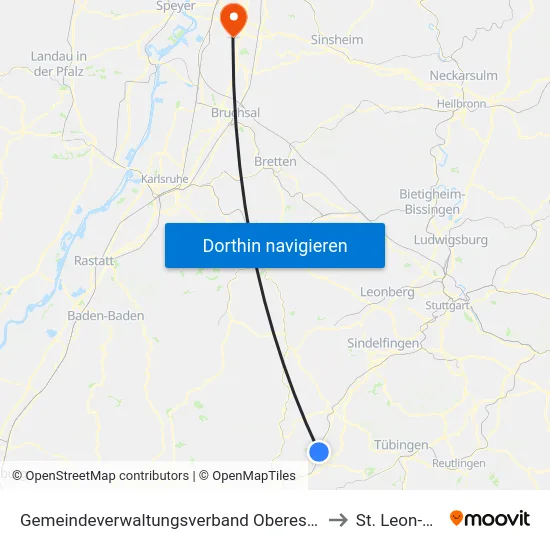 Gemeindeverwaltungsverband Oberes Gäu to St. Leon-Rot map