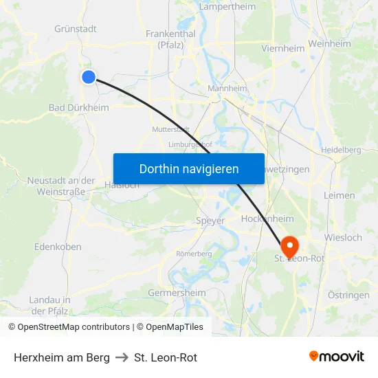 Herxheim am Berg to St. Leon-Rot map