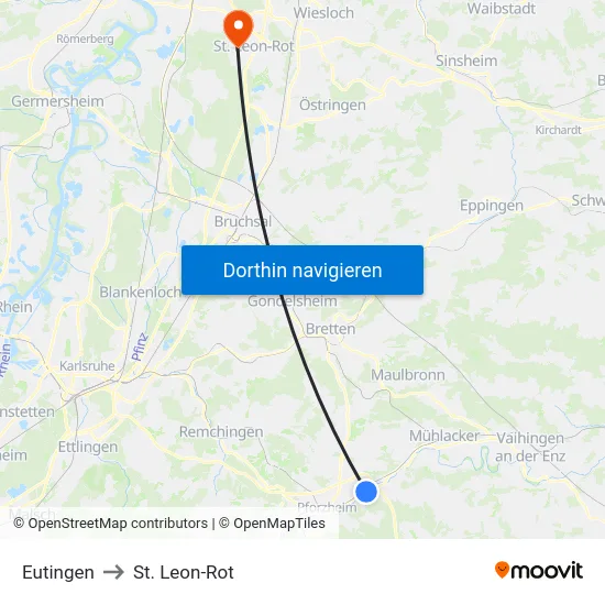 Eutingen to St. Leon-Rot map