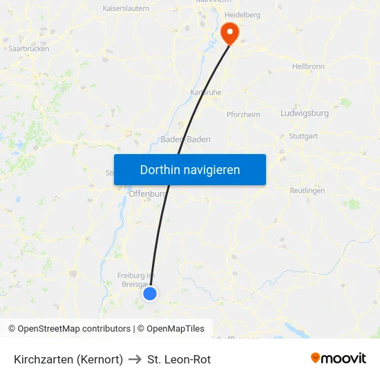 Kirchzarten (Kernort) to St. Leon-Rot map