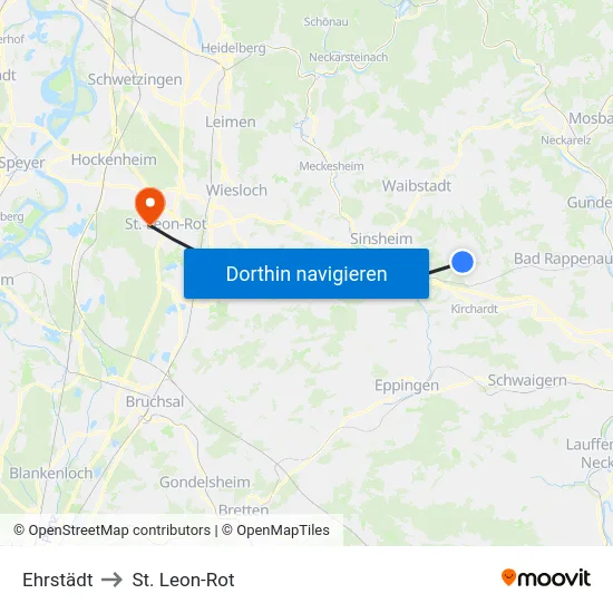 Ehrstädt to St. Leon-Rot map