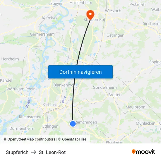 Stupferich to St. Leon-Rot map