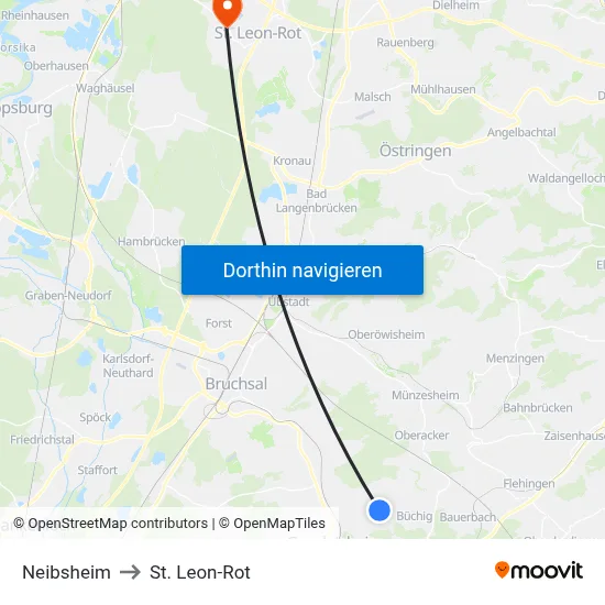 Neibsheim to St. Leon-Rot map