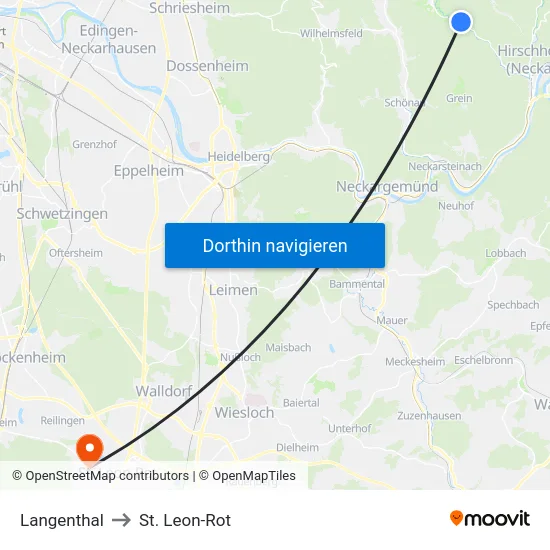 Langenthal to St. Leon-Rot map