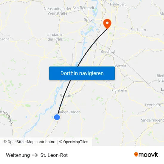 Weitenung to St. Leon-Rot map