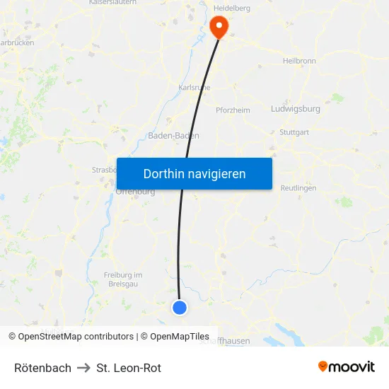 Rötenbach to St. Leon-Rot map