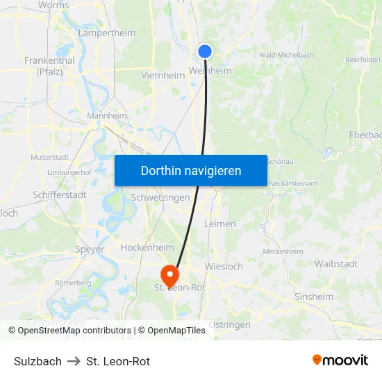 Sulzbach to St. Leon-Rot map