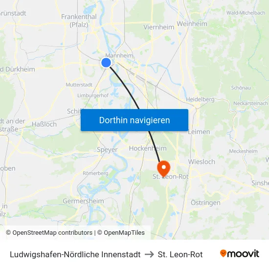 Ludwigshafen-Nördliche Innenstadt to St. Leon-Rot map