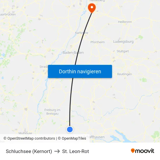 Schluchsee (Kernort) to St. Leon-Rot map
