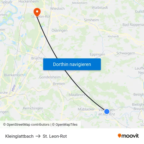 Kleinglattbach to St. Leon-Rot map