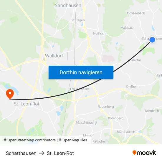 Schatthausen to St. Leon-Rot map