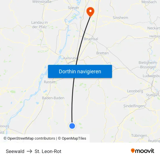 Seewald to St. Leon-Rot map