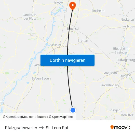 Pfalzgrafenweiler to St. Leon-Rot map