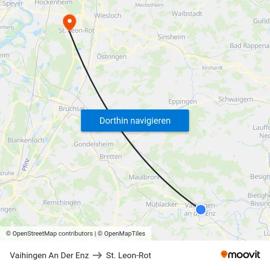 Vaihingen An Der Enz to St. Leon-Rot map