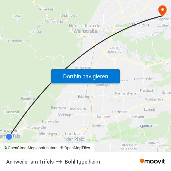 Annweiler am Trifels to Böhl-Iggelheim map