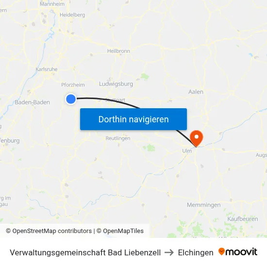Verwaltungsgemeinschaft Bad Liebenzell to Elchingen map