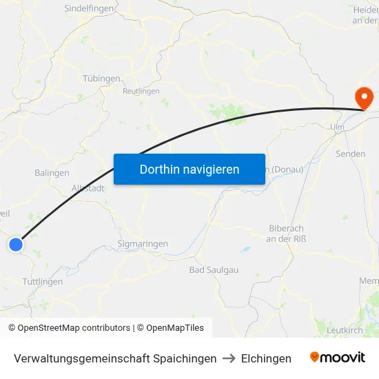 Verwaltungsgemeinschaft Spaichingen to Elchingen map
