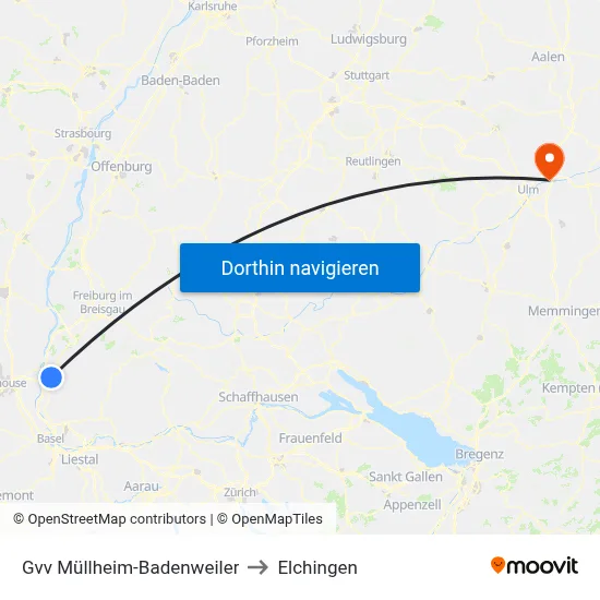 Gvv Müllheim-Badenweiler to Elchingen map
