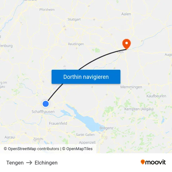 Tengen to Elchingen map