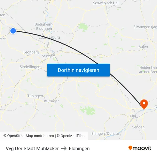 Vvg Der Stadt Mühlacker to Elchingen map