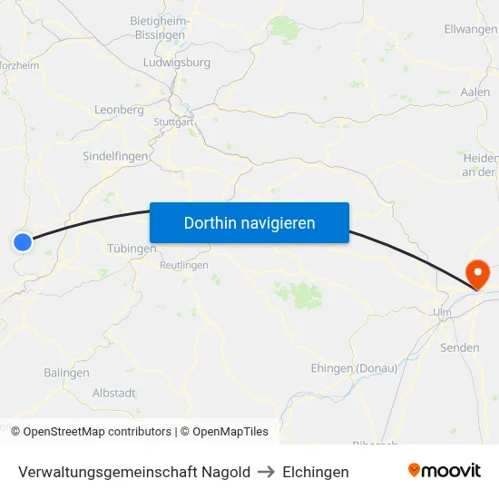 Verwaltungsgemeinschaft Nagold to Elchingen map
