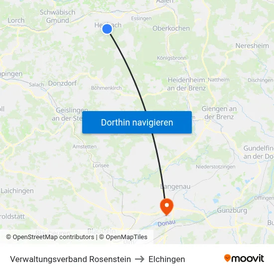 Verwaltungsverband Rosenstein to Elchingen map