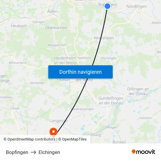 Bopfingen to Elchingen map