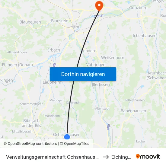 Verwaltungsgemeinschaft Ochsenhausen to Elchingen map