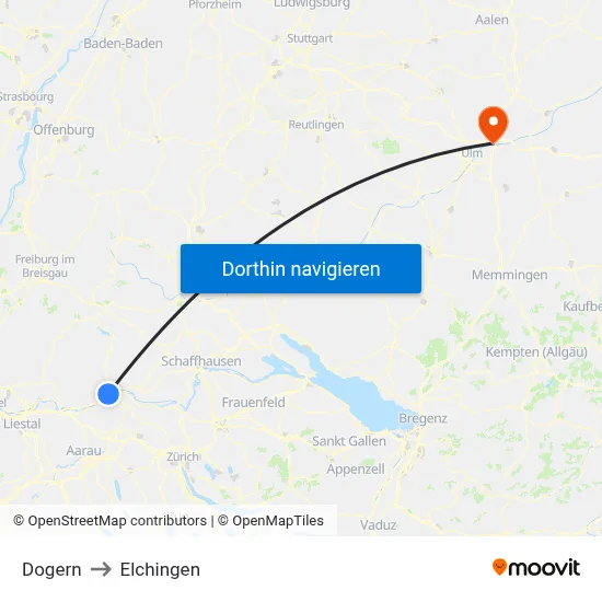 Dogern to Elchingen map