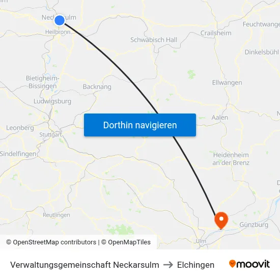 Verwaltungsgemeinschaft Neckarsulm to Elchingen map