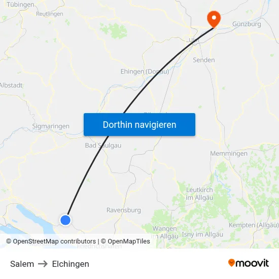 Salem to Elchingen map