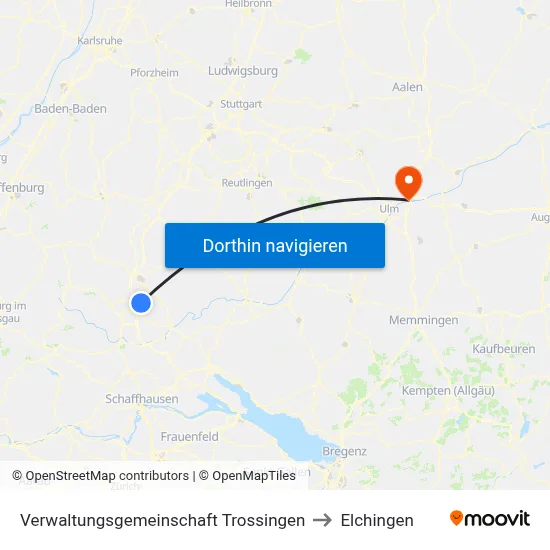 Verwaltungsgemeinschaft Trossingen to Elchingen map