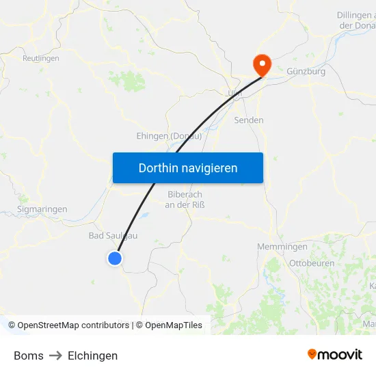 Boms to Elchingen map