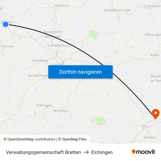 Verwaltungsgemeinschaft Bretten to Elchingen map