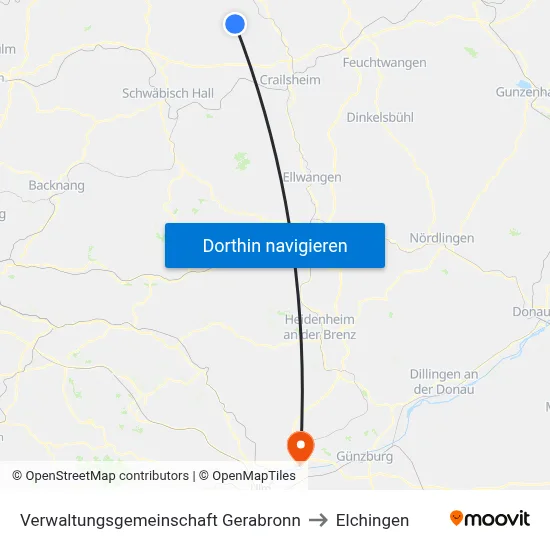 Verwaltungsgemeinschaft Gerabronn to Elchingen map