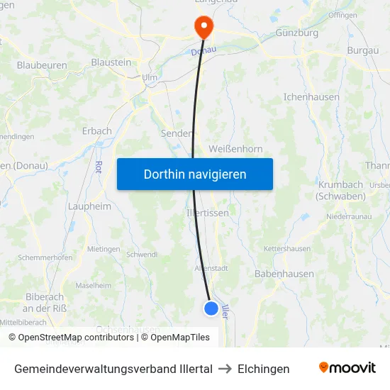 Gemeindeverwaltungsverband Illertal to Elchingen map